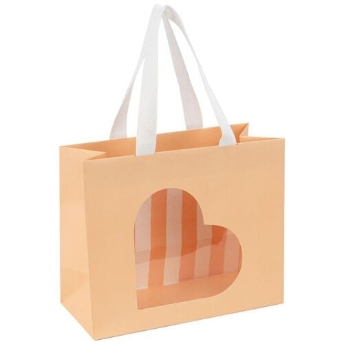 Sac cadeau carton fenêtre cœur rectangulaire – Box cadeau | Joy Cadeaux 22x10x18cm JOY!