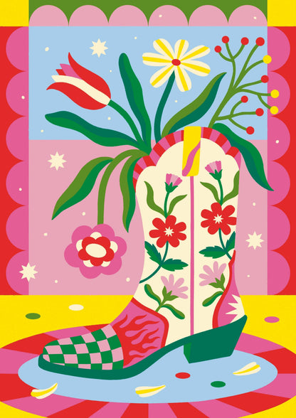 Illustration Santiag fleurie Limistic à réaliser en peinture au numéro