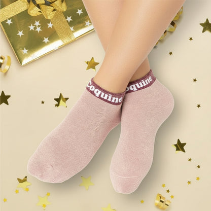 Socquettes Pailletées Colorées à Mot Fantaisie “Coquine” – Taille Unique 36/42 JOY!