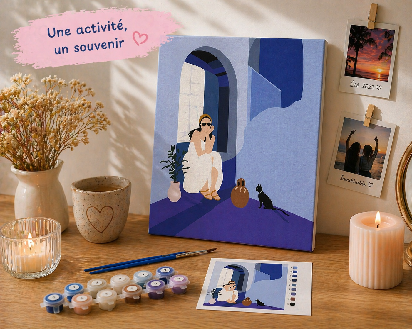 Kit Anniversaire Ado Peinture par Numéros – Lot de 6 à 12 Kits 30x30 cm Voyage à Chefchaouen JOY!