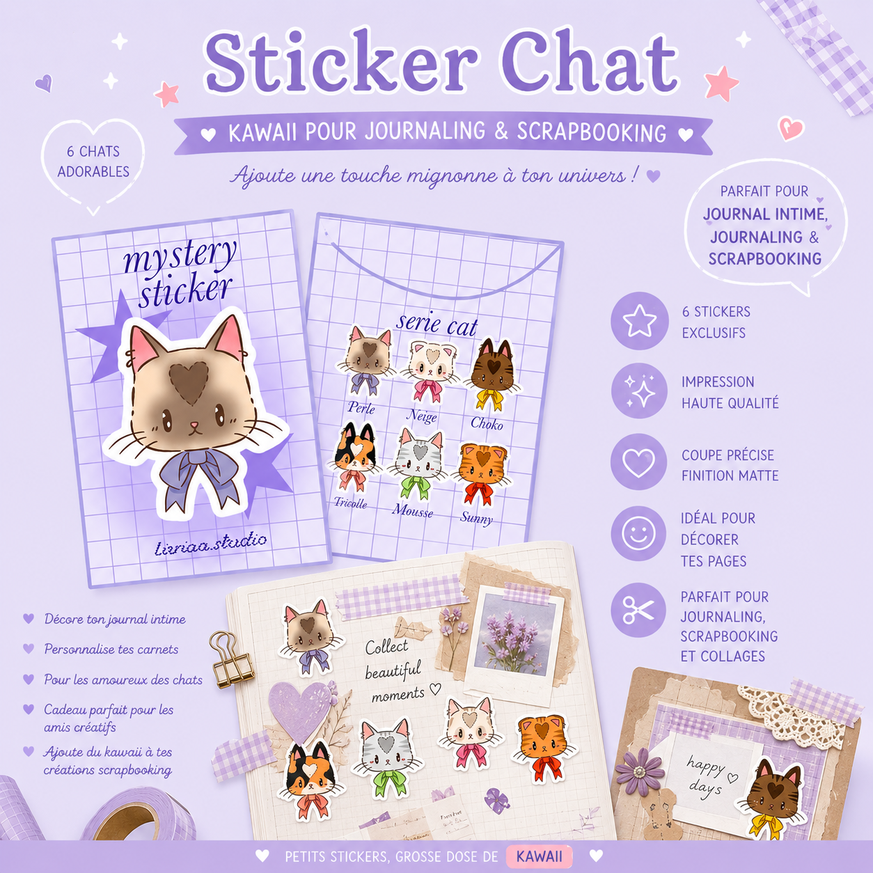 Mystery Sticker Série Cat – Sticker Chat Kawaii Mystère à Collectionner Liviaa.studio