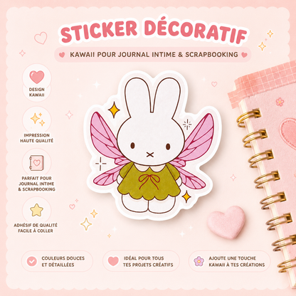 Sticker Bunny Fairy Holographique – Autocollant Scrapbooking Kawaii Féérique | Joy Cadeaux Liviaa.studio
