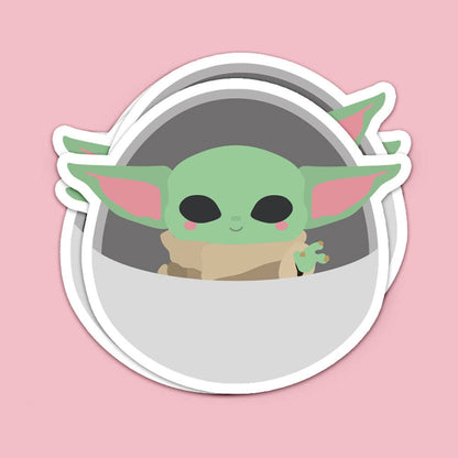 Sticker Baby Yoda Grogu Star Wars – Autocollant Kawaii Mandalorian Studio Inktvis B.V.