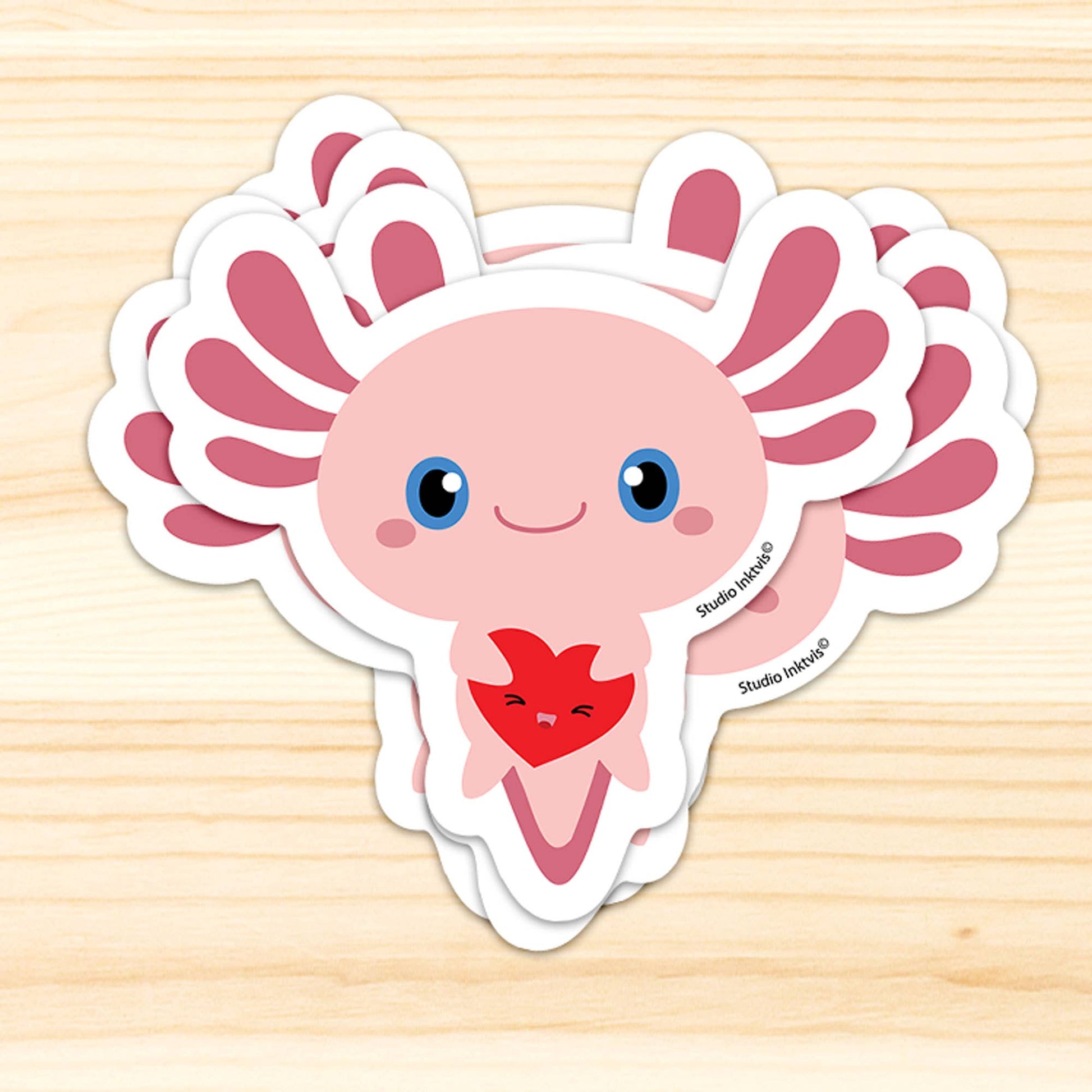 Sticker Axolotl Kawaii – Autocollant Vinyle Cute Résistant Studio Inktvis B.V.