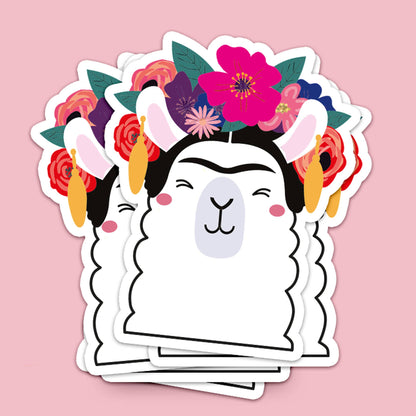 Sticker Lama Frida Kahlo – Autocollant Vinyle Kawaii & Artistique Studio Inktvis B.V.