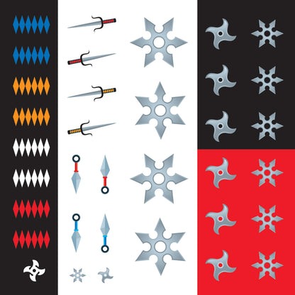 Stickers colorés pour décorer et personnaliser les créations origami ninja