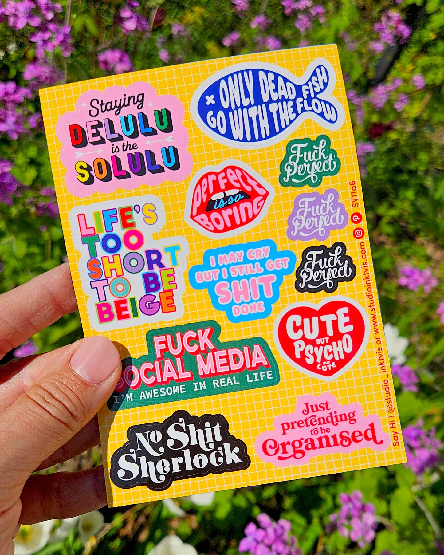 Planche de Stickers Audacieux & Colorés – 11 Stickers Fun Format A6 Studio Inktvis B.V.
