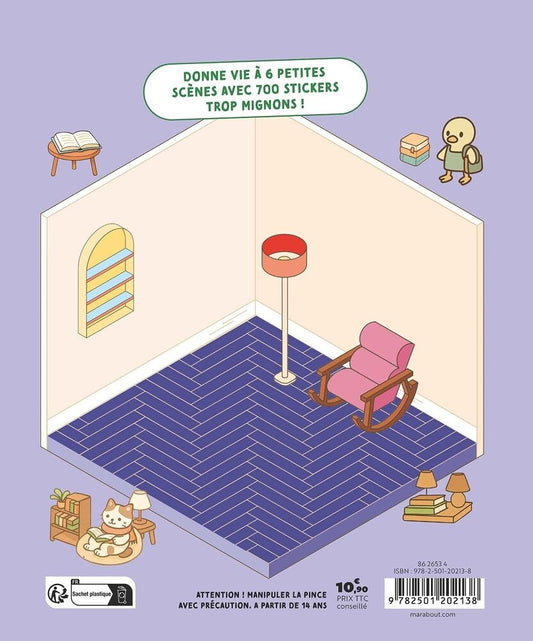 Stickers repositionnables thème librairie avec livres et décoration