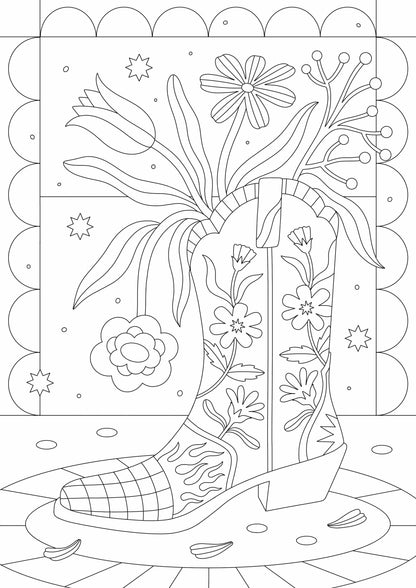 Tableau rigide A4 préimprimé et numéroté pour peinture Santiag fleurie