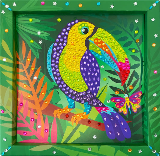 Tableau en Strass Toucan – Kit Créatif avec Plus de 300 Strass et Cadre Artista