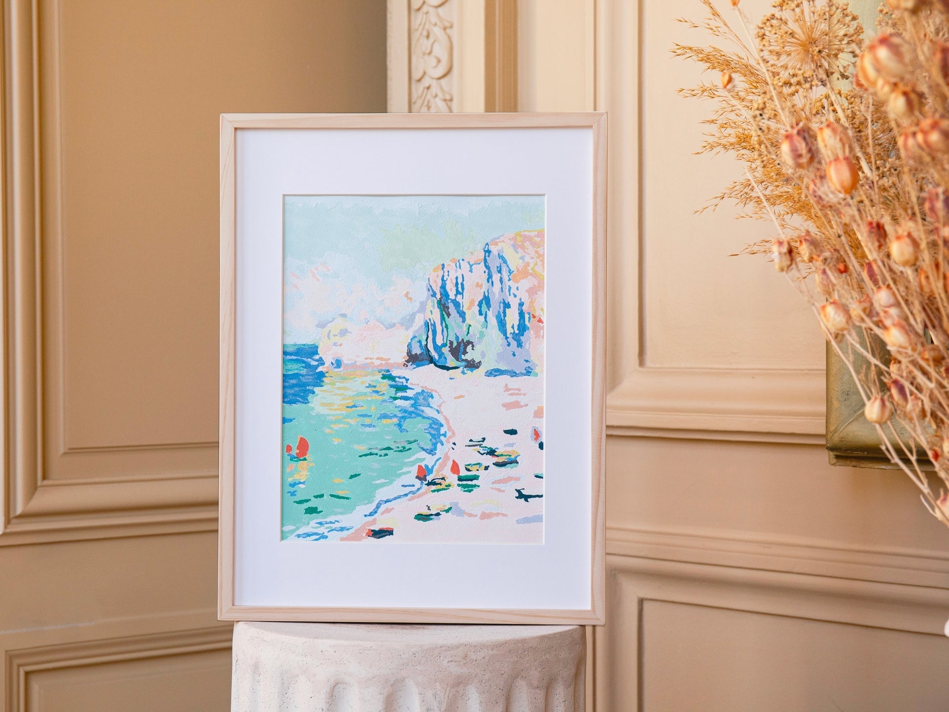 Tableau Monet falaise d’Amont terminé peinture au numéro résultat impressionniste