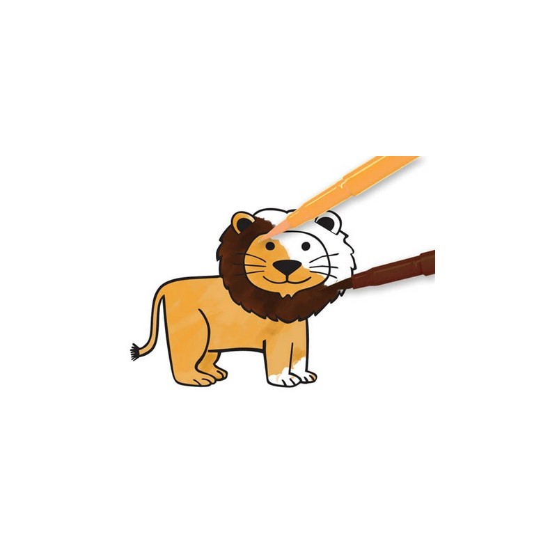 Tampons Géants Safari – Coffret Créa Lign (5 tampons bois + encre lavable) Créa lign