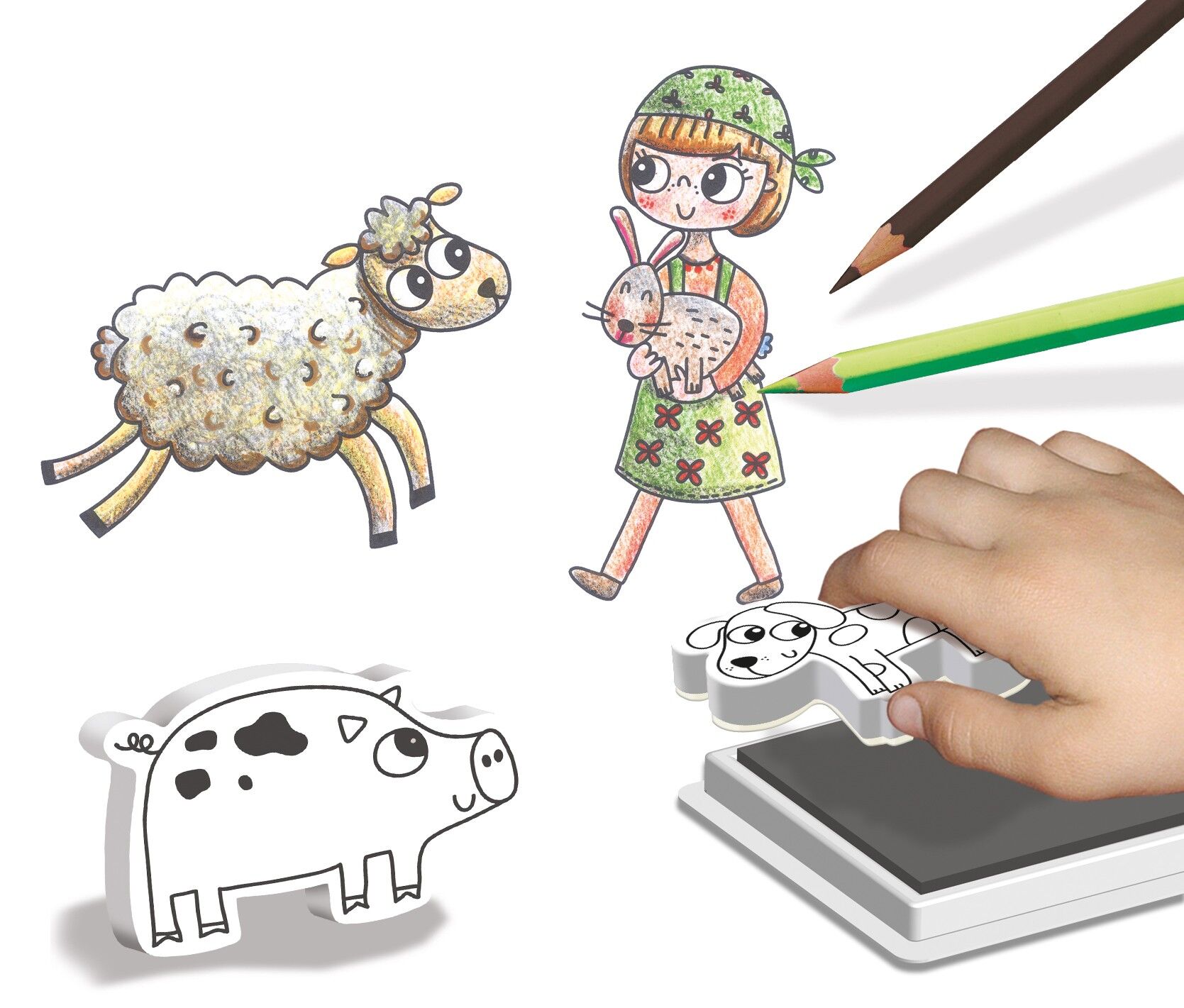 Tampons en mousse animaux de la ferme pour activités créatives enfants