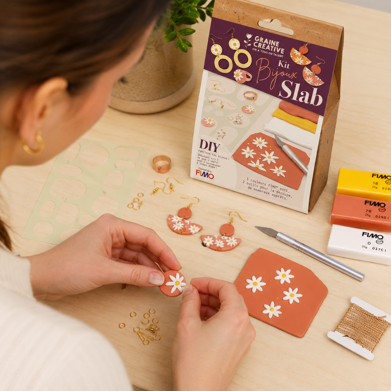 Kit FIMO Bijoux Slab Fleuri – Créez Vos Bijoux en Pâte Polymère GRAINE CREATIVE