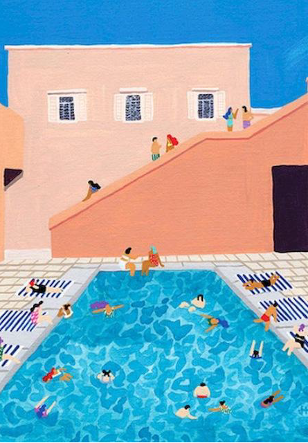 Malen nach Zahlen auf gespannter Leinwand – Poolparty (40 x 50 cm) 🏖️🎨