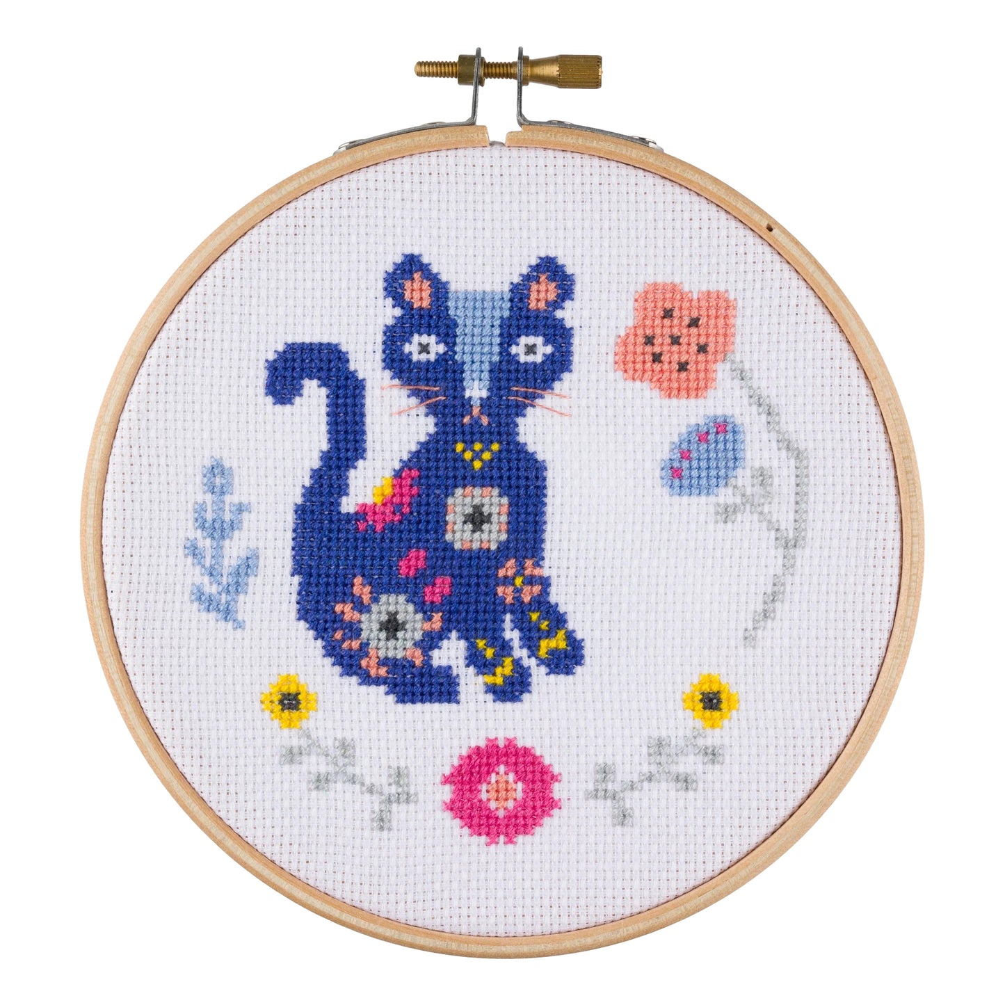 Kit Point de Croix “Cat Folk” – Kit Broderie Débutant Style Folk & Chat Com'1 Idée
