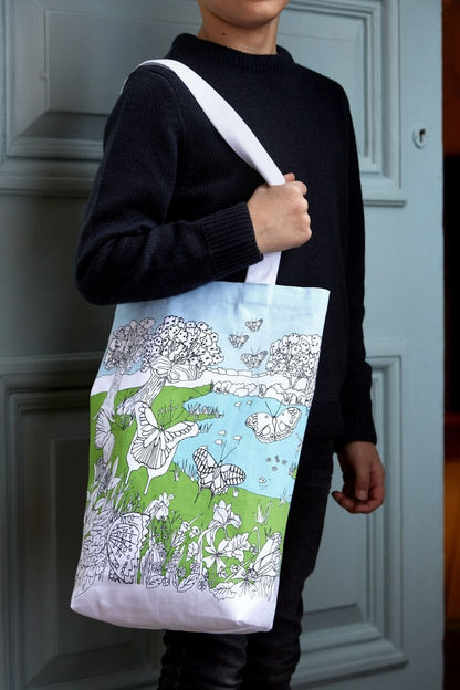 Tote Bag à colorier Papillons – Sac créatif lavable avec feutres inclus eatsleepdoodle EU