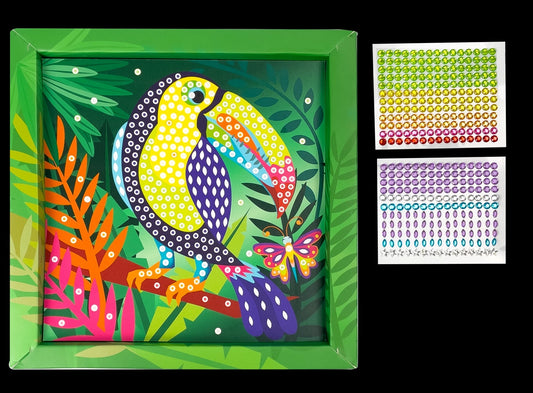 Tableau en Strass Toucan – Kit Créatif avec Plus de 300 Strass et Cadre Artista
