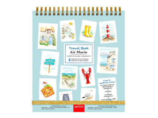 Travel Book Air Marin – Carnet Aquarelle Nomade avec 20 Cartes Postales à Peindre LA PETITE EPICERIE