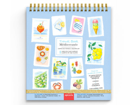 Travel Book Méditerranée – Carnet aquarelle nomade avec 20 cartes postales à peindre LA PETITE EPICERIE