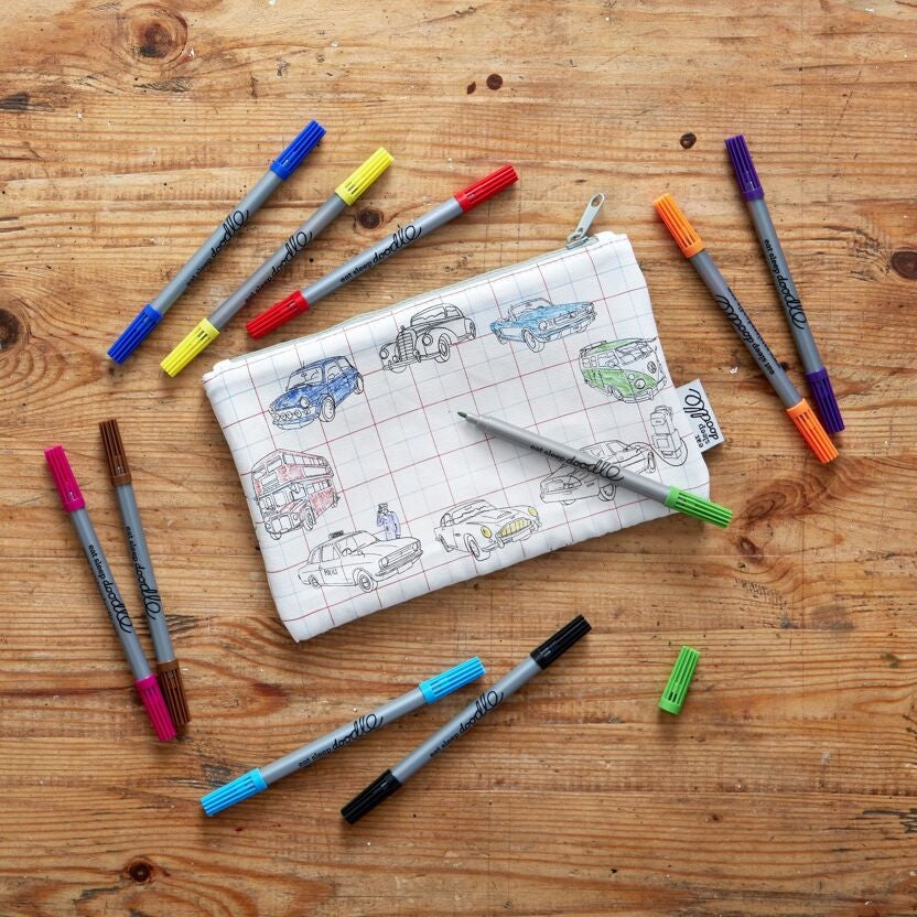 Trousse à colorier Véhicules – Cars, Trucks & Tracteurs lavable avec feutres eatsleepdoodle EU