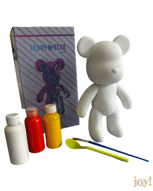 Kit de peinture pouring fluide art - Ours Teddy Bear Orange/Jaune/Blanc JOY!