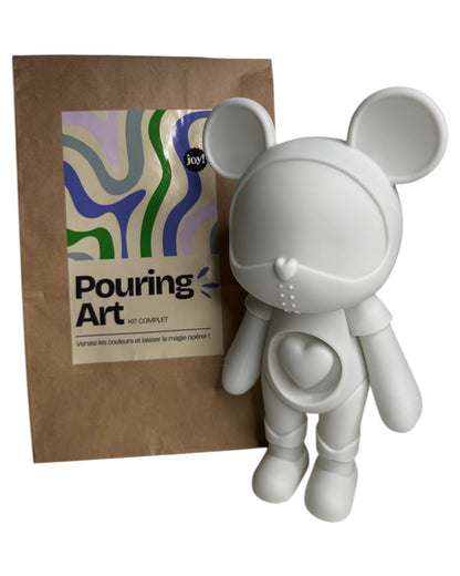 DIY Pouring Art Kit Herzbär – Gestalte dein eigenes Kunstwerk zu Hause! Rot/Gold/Schwarz