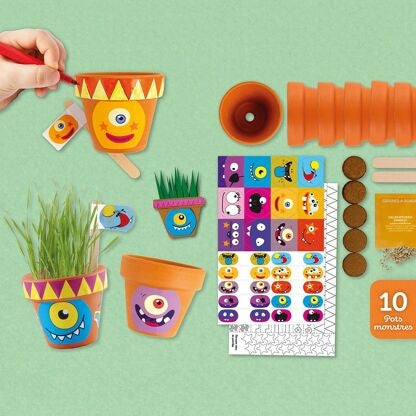 Coffret Anniversaire – 8 Petits Pots Monstres à Faire Pousser | Atelier Jardinage Enfant Radis et Capucine