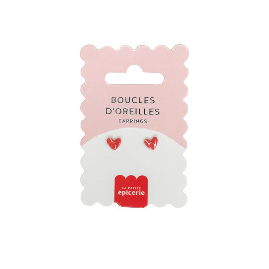 Boucles d’oreilles en porcelaine Cœur – Puces peintes à la main en acier inoxydable | La Petite Épicerie LA PETITE EPICERIE