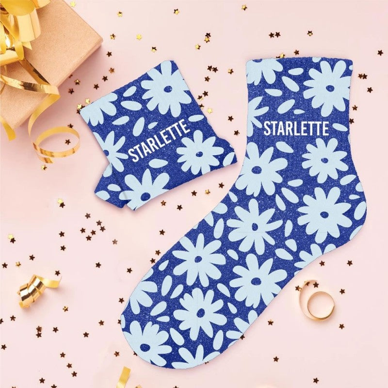 Chaussettes Pailletées Colorées Fantaisie – Mot & Imprimé Floral (36/42) JOY!