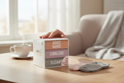 Coffret Trio Chaussettes Paillettes – Douce Mamie / Fabuleuse / Élégante (Taille 36-42) JOY!