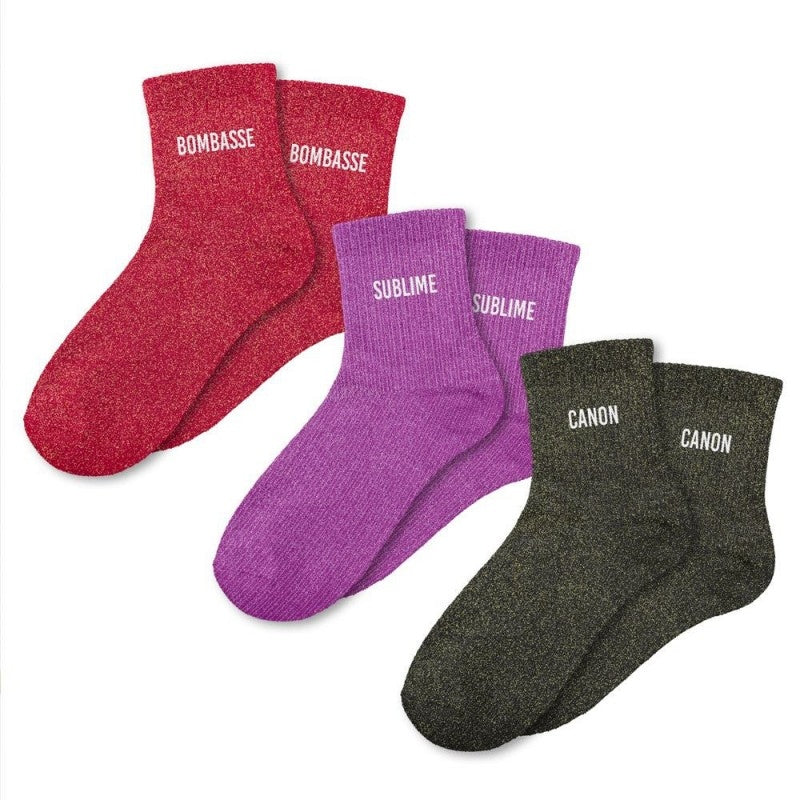 Coffret Trio Chaussettes Paillettes – Bombasse / Sublime / Canon (Taille 36-42) JOY!