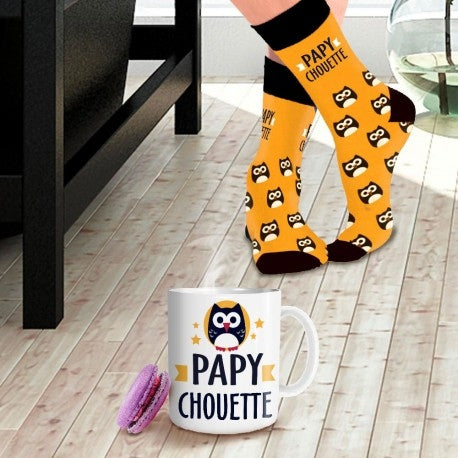 Coffret Cadeau Mug et Chaussettes – Papy Chouette | Idée Cadeau Papy JOY!