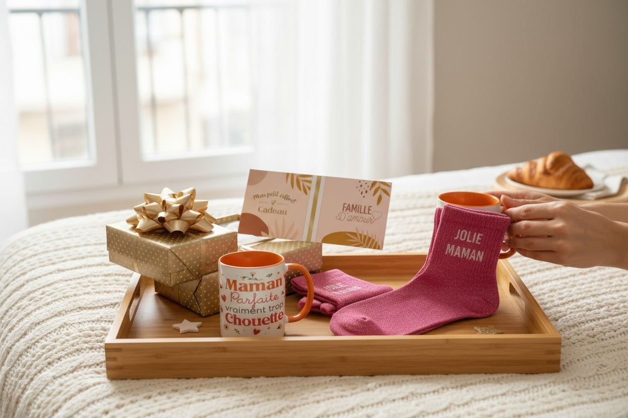 Coffret cadeau pour maman avec mug et chaussettes assorties
