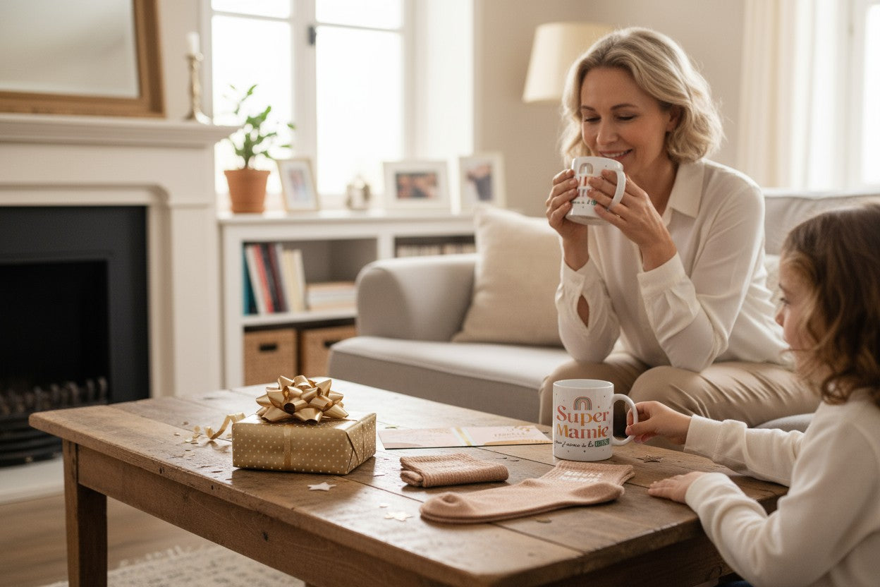 Coffret Mug et Chaussettes “Douce Mamie” – Cadeau Cocooning pour Grand-Mère JOY!