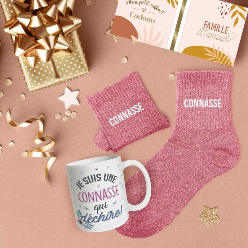 Coffret Mug Pailleté + Chaussettes Pailletées – Cadeau Fun (Plusieurs modèles) JOY!