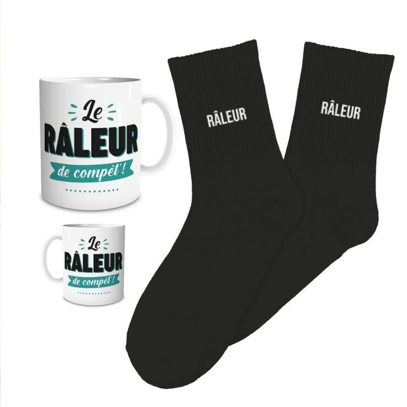 Coffret Cadeau Râleur de Compét’ – Mug & Chaussettes Humoristiques Homme JOY!