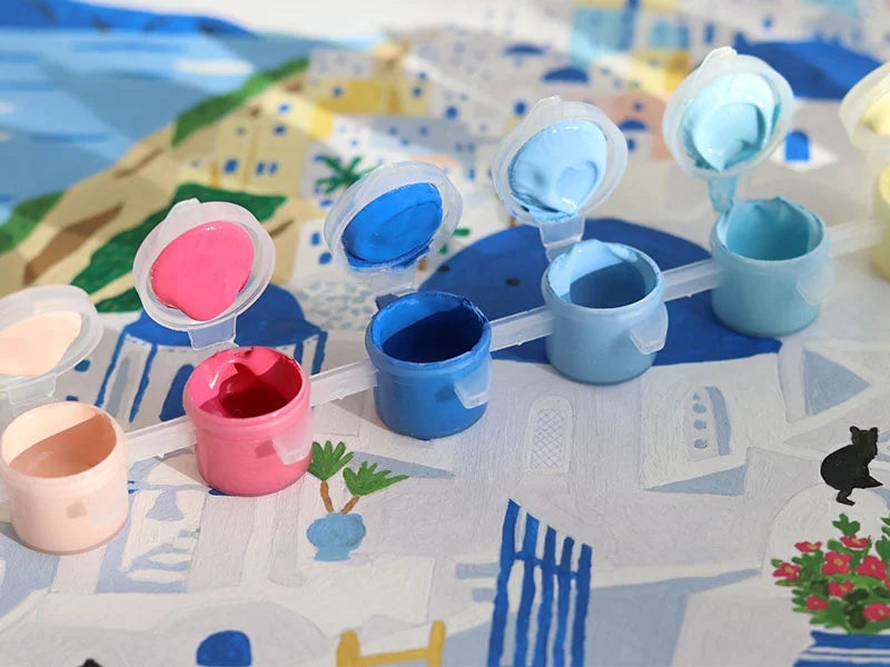 Coffret peinture au numéro - Petit Pinceau - Santorini par Maja Tomljanovic LA PETITE EPICERIE