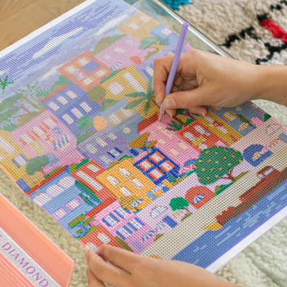 Coffret Petit Diamond - Diamond Painting Maisons Colorées par Coralie Fau LA PETITE EPICERIE