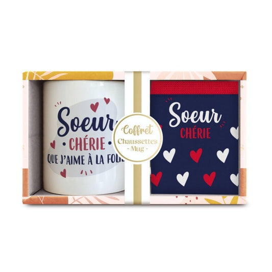 Coffret Cadeau Mug et Chaussettes – Sœur Chérie | Idée Cadeau pour Sœur JOY!