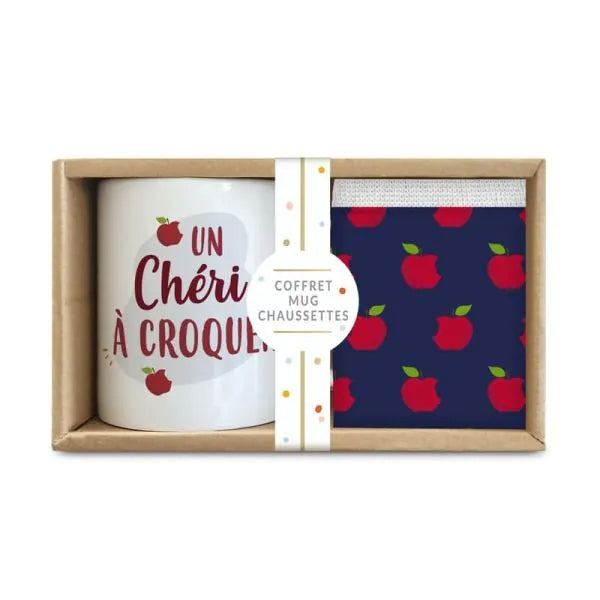 Coffret Cadeau Mug et Chaussettes – Un Chéri à Croquer | Idée Cadeau Couple JOY!