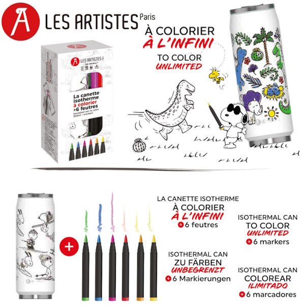 Creative Canette isotherme 50 cL + 6 feutres - Les Artistes Paris