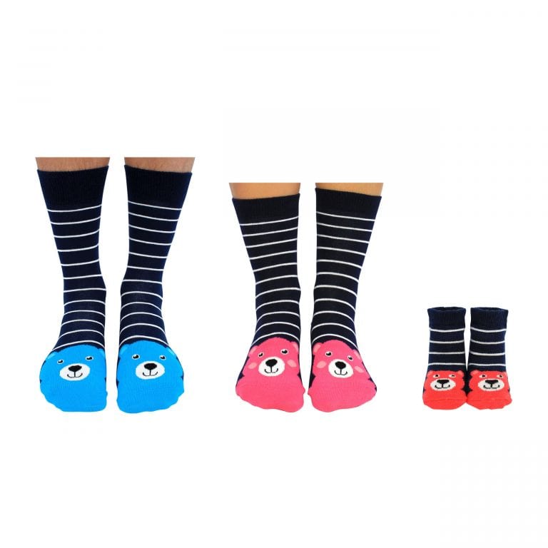 COFFRET CADEAU MAMAN, PAPA ET MOI - UNE PAIRE DE CHAUSSETTES CUCAMELON ASSORTIES POUR MAMAN, PAPA ET BÉBÉ United Oddsocks