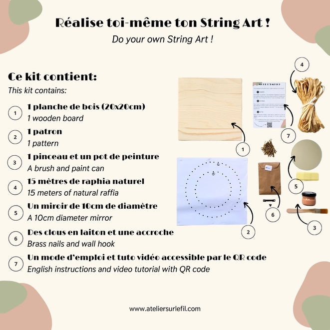 Kit DIY - String Art - Miroir Ocre | Kits d'artisanat L'atelier sur le fil