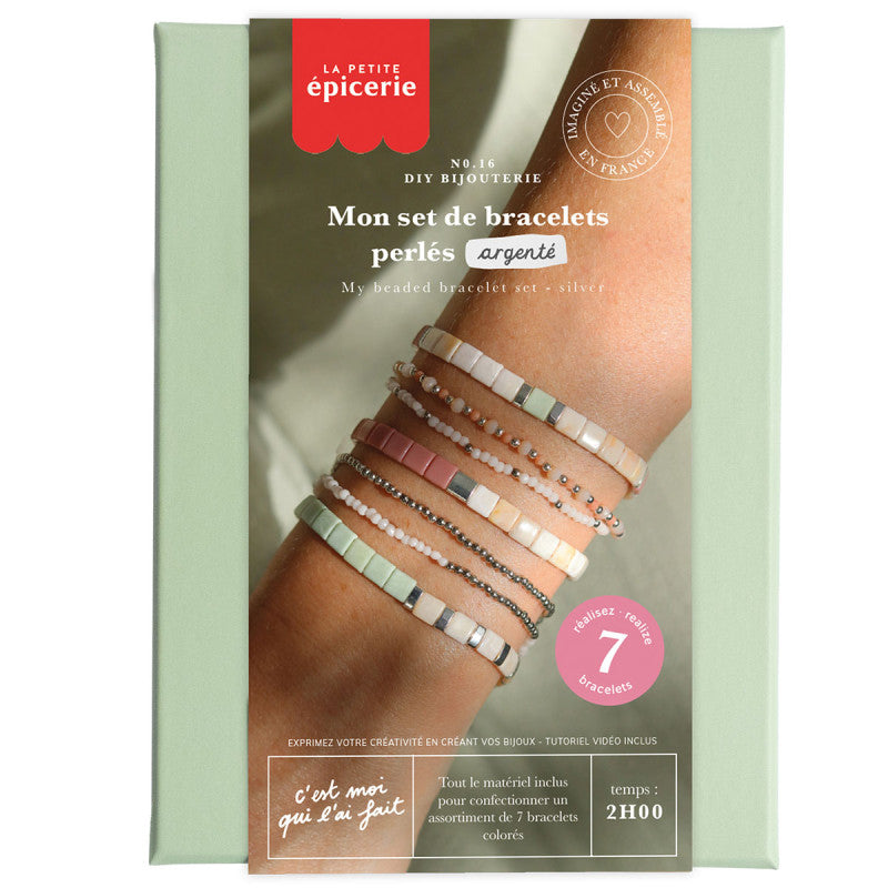 Kit DIY Bijouterie - Mon set de bracelets perlés - Argent