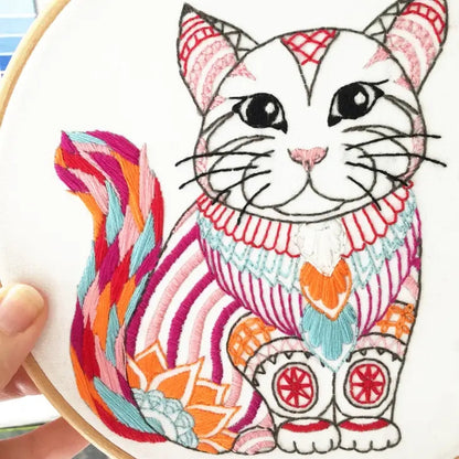 Kit Broderie Chat – Loisirs créatifs DIY pour débutants et amoureux des chats Cinnamon