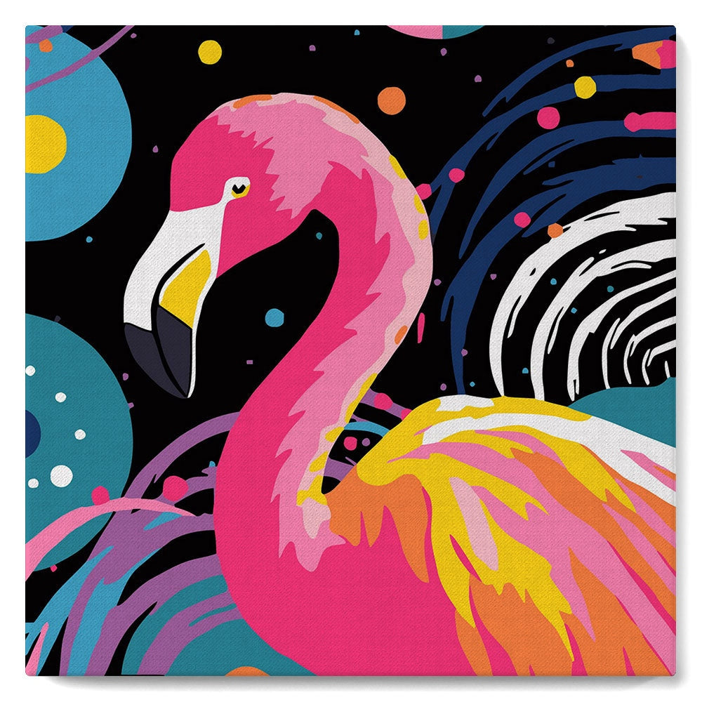 Mini Malen nach Zahlen - DIY-Kit 20x20cm mit Rahmen Flamingo Rosa Abstrakt Pop Art