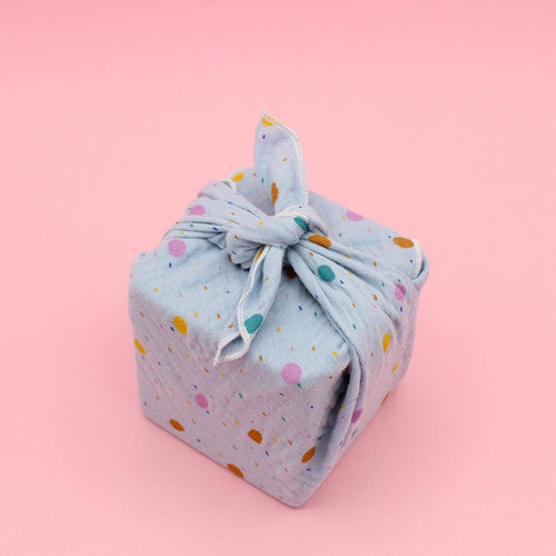 Furoshiki double gaze à pois – Emballage cadeau zéro déchet en coton (4 tailles) Machatatelier
