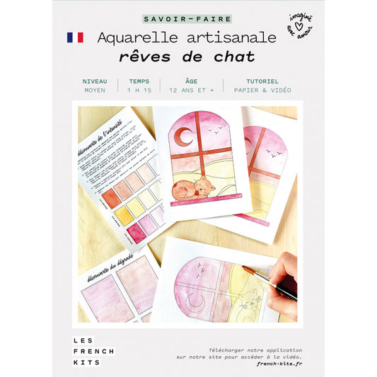 KIT AQUARELLE ARTISANALE "RÊVES DE CHAT" French´Kits