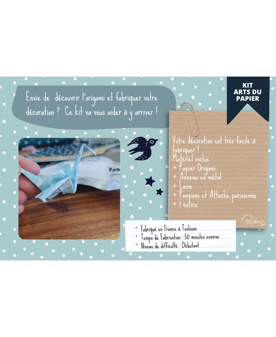 Kit créatif : Je fabrique ma Décoration en Origami [Bleu] Collection Kawaii La Maison des Makers